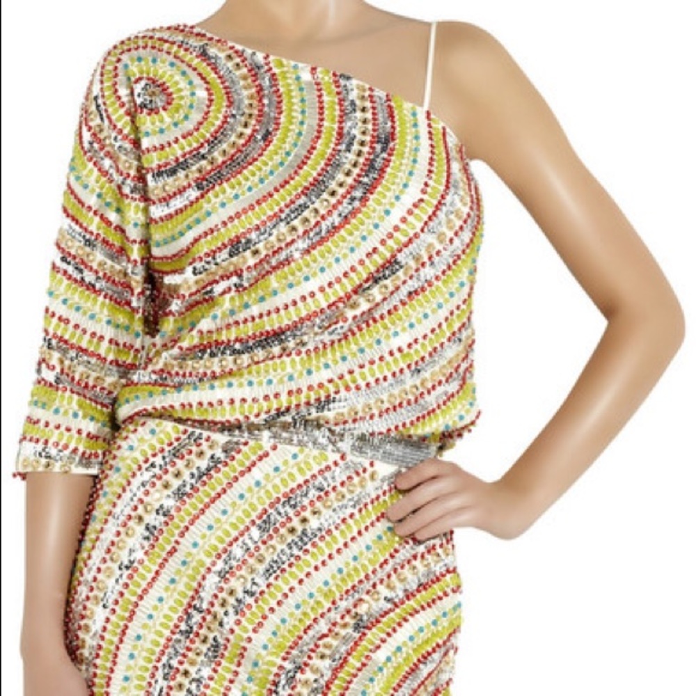 Tibi beaded asymmetric mini dress size 0 - Picture 2 of 6